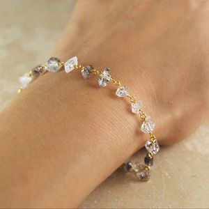 Herkimer Diamond Bracelet beaded wire wrapped Bracelet